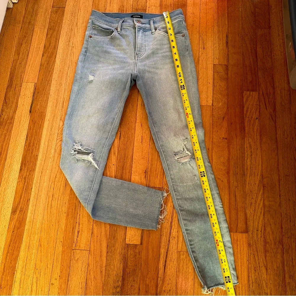 Express Ripped Skinny Mid Rise Jeans Size 4 - Picture 4 of 9